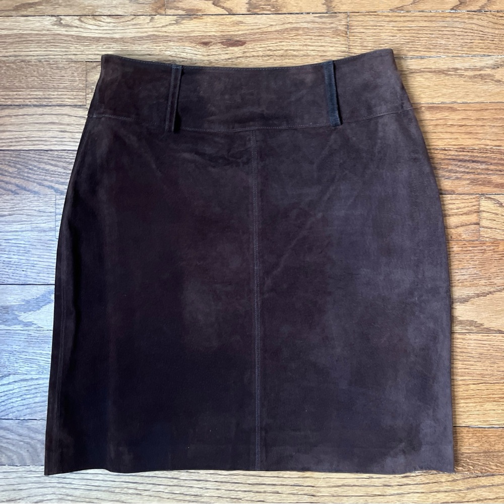 Elegant Brown Suede Skirt